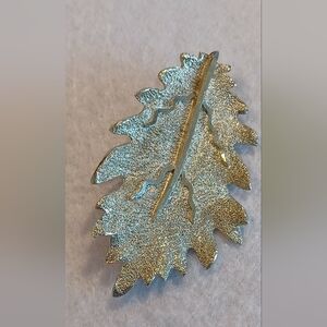 Vintage Signed BSK Leaf Brooch